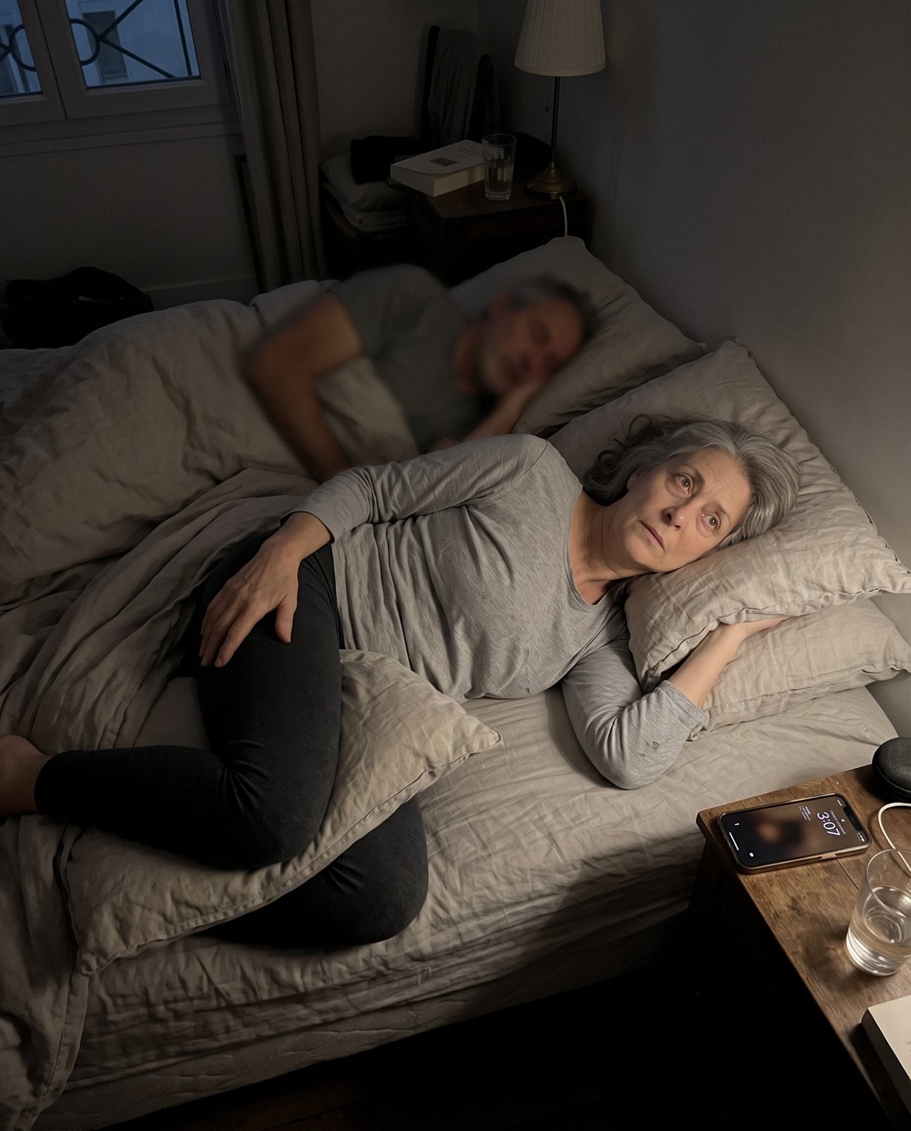 Réveillée à 3h du matin, un coussin entre les genoux