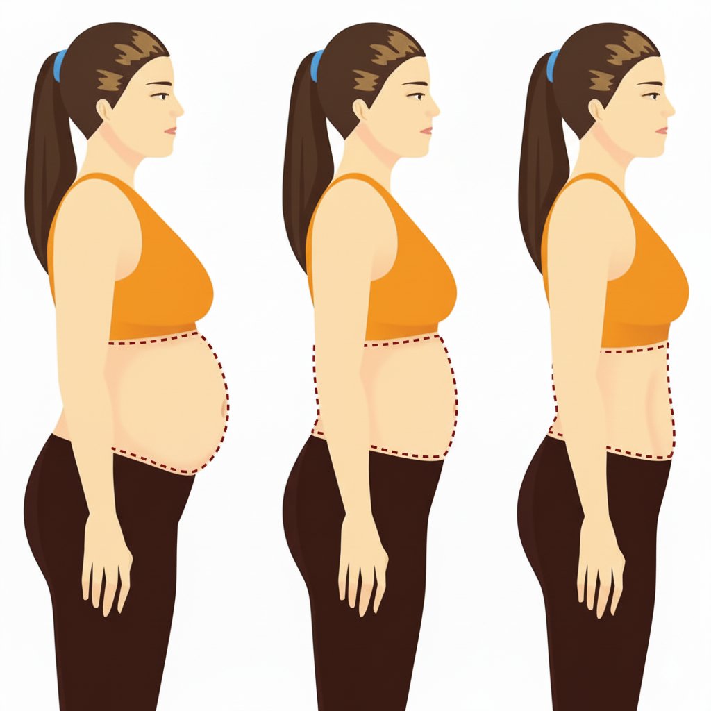 De “ventre rond” à “taille redessinée”